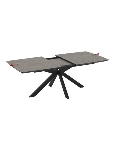 Tavolo allungabile Verano con piano cemento e gambe nere