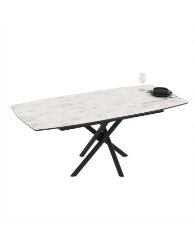 Tavolo allungabile Katrin con piano colore marmo bianco e strutta nera