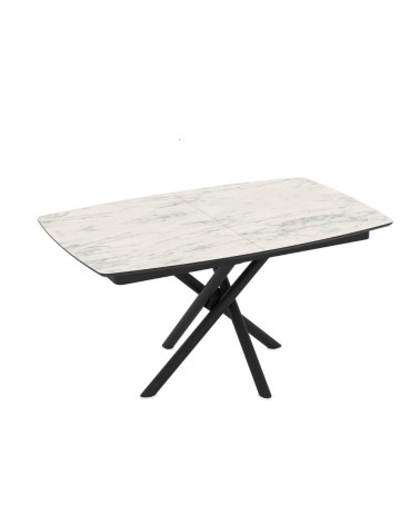 Tavolo allungabile Katrin con piano colore marmo bianco e strutta nera
