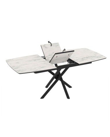 Tavolo allungabile Katrin con piano colore marmo bianco e strutta nera