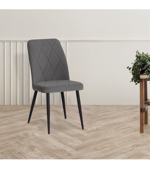 Sedia Vika in tessuto Anka 5 grigio con piedini neri set 4 pezzi