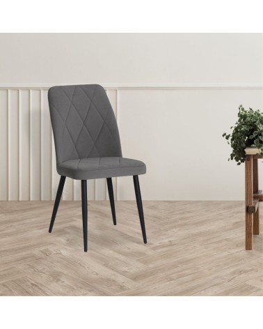 Sedia Vika in tessuto Anka 5 grigio con piedini neri set 4 pezzi