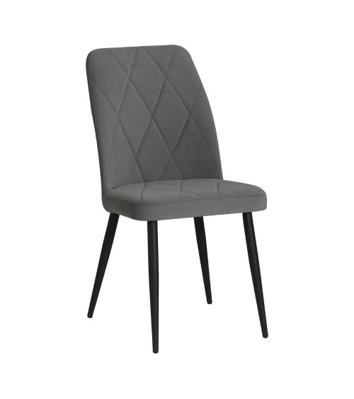 Sedia Vika in tessuto Anka 5 grigio con piedini neri set 4 pezzi