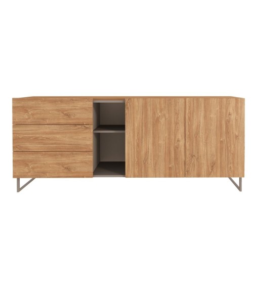 Madia 1055 rovere miele con 3 cassetti 2 ante e nicchie a giorno colore tortora