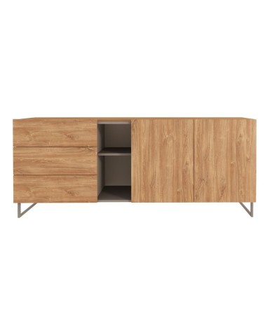 Madia 1055 rovere miele con 3 cassetti 2 ante e nicchie a giorno colore tortora