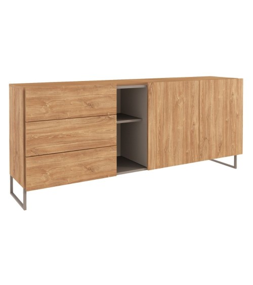 Madia 1055 rovere miele con 3 cassetti 2 ante e nicchie a giorno colore tortora