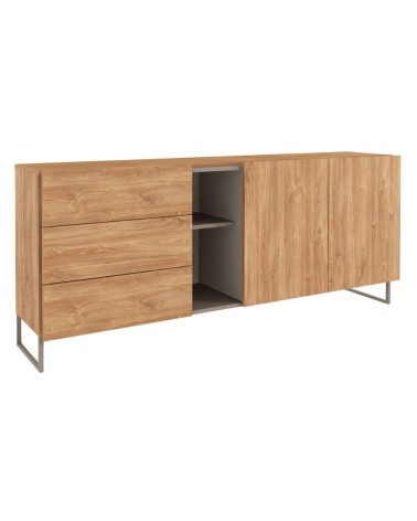 Madia 1055 rovere miele con 3 cassetti 2 ante e nicchie a giorno colore tortora