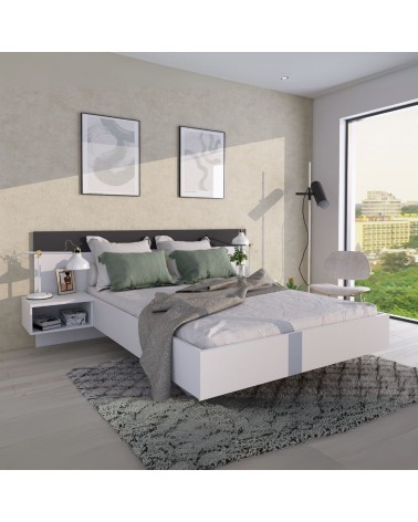Struttura letto alla francese 1514 con comodini integrati colore bianco e antracite