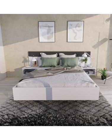 Struttura letto alla francese 1514 con comodini integrati colore bianco e antracite