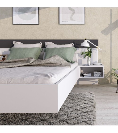Struttura letto alla francese 1514 con comodini integrati colore bianco e antracite