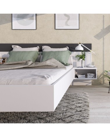 Struttura letto alla francese 1514 con comodini integrati colore bianco e antracite