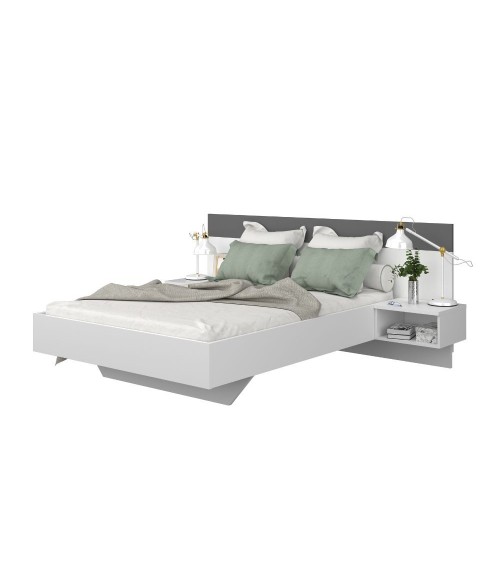 Struttura letto alla francese 1514 con comodini integrati colore bianco e antracite