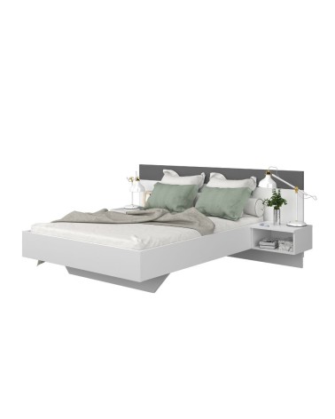 Struttura letto alla francese 1514 con comodini integrati colore bianco e antracite