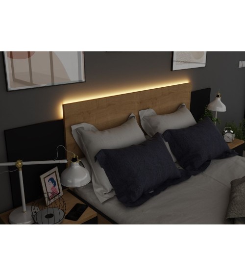 Struttura letto alla francese 1517 con comodini integrati colore rovere e nero