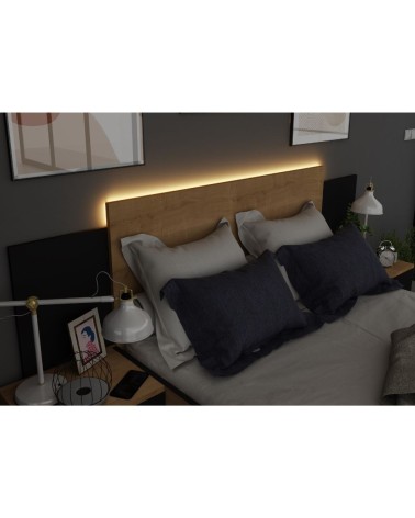 Struttura letto alla francese 1517 con comodini integrati colore rovere e nero