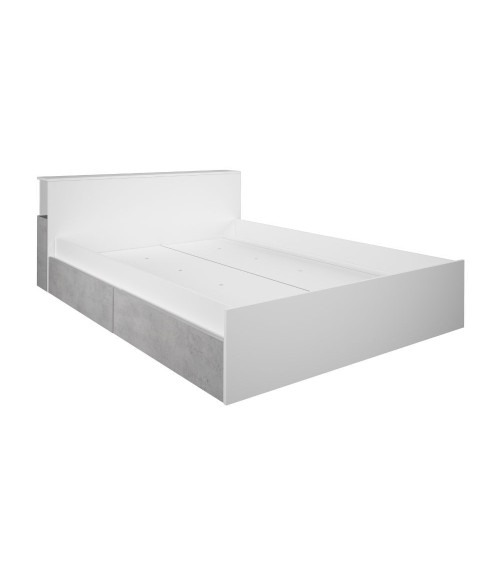 Letto contenitore 1566 alla francese con 4 cassettoni e comodini estraibili colore bianco e cemento