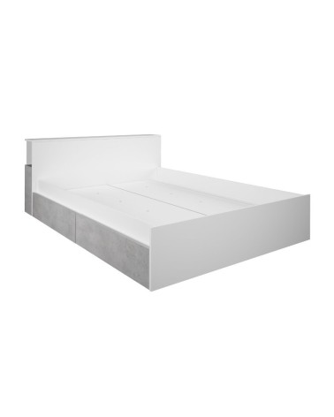 Letto contenitore 1566 alla francese con 4 cassettoni e comodini estraibili colore bianco e cemento
