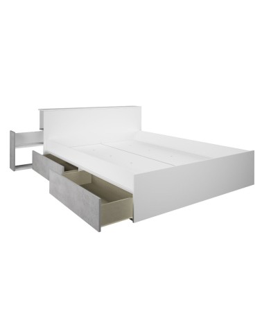 Letto contenitore 1566 alla francese con 4 cassettoni e comodini estraibili colore bianco e cemento