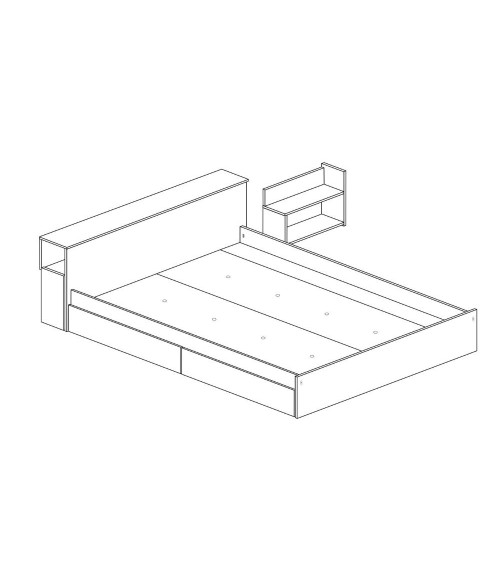 Letto contenitore 1566 alla francese con 4 cassettoni e comodini estraibili colore bianco e cemento