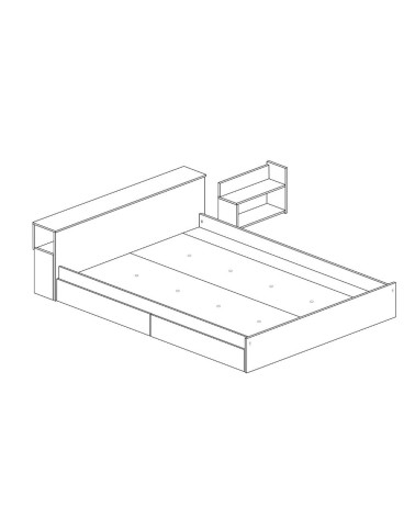 Letto contenitore 1566 alla francese con 4 cassettoni e comodini estraibili colore bianco e cemento