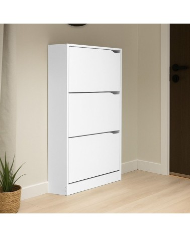 Scarpiera Manolo 3 scomparti colore bianco 63x24x115 H cm.