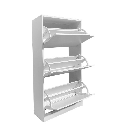 Scarpiera Manolo 3 scomparti colore bianco 63x24x115 H cm.