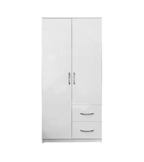 Armadio Niceville 2 ante battenti e 2 cassetti colore bianco