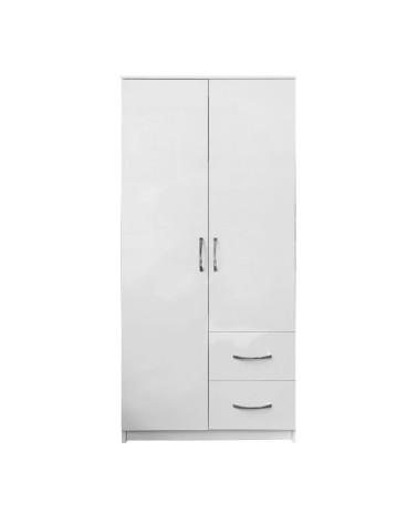Armadio Niceville 2 ante battenti e 2 cassetti colore bianco