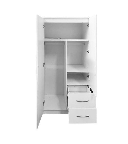 Armadio Niceville 2 ante battenti e 2 cassetti colore bianco
