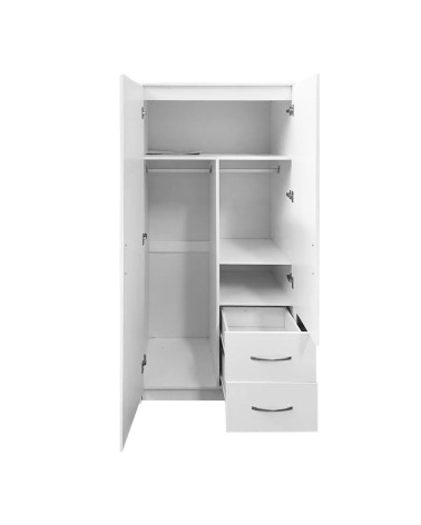 Armadio Niceville 2 ante battenti e 2 cassetti colore bianco