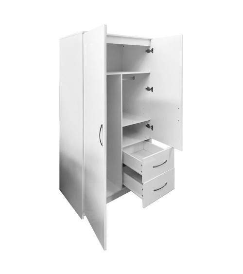 Armadio Niceville 2 ante battenti e 2 cassetti colore bianco