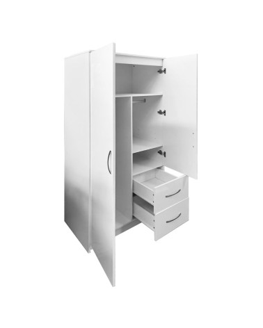 Armadio Niceville 2 ante battenti e 2 cassetti colore bianco