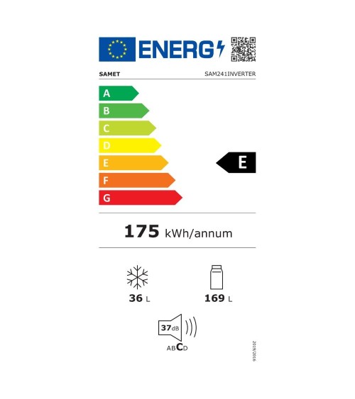 Frigorifero incasso Samet SAM241INVERTER doppia porta reversibile 240 L manual defrost classe E bianco