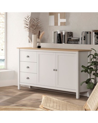 Credenza Misti 2 ante e 3 cassetti in legno massiccio bianco e rovere