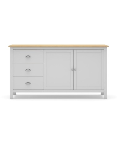 Credenza Misti 2 ante e 3 cassetti in legno massiccio bianco e rovere