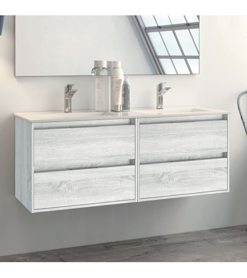 Mobile bagno sospeso Bolton con 4 cassetti 120x45x48 cm colore rovere grigio ghiaccio