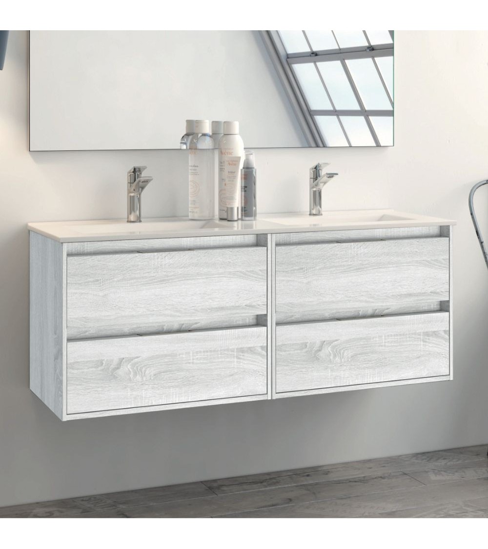 Mobile bagno sospeso Bolton con 4 cassetti 120x45x48 cm colore rovere grigio ghiaccio