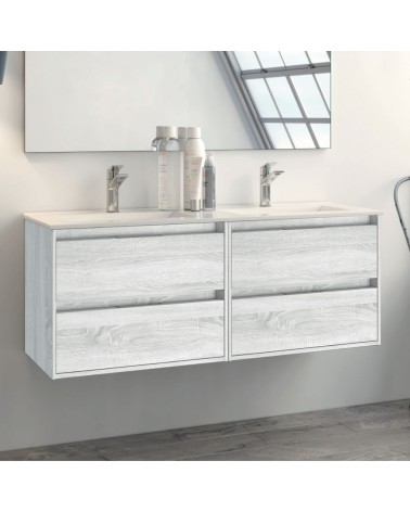 Mobile bagno sospeso Bolton con 4 cassetti 120x45x48 cm colore rovere grigio ghiaccio