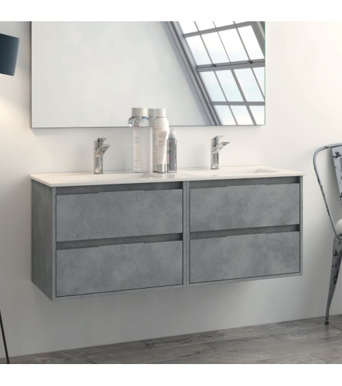 Mobile bagno sospeso Bolton con 4 cassetti 120x45x48 cm colore cemento