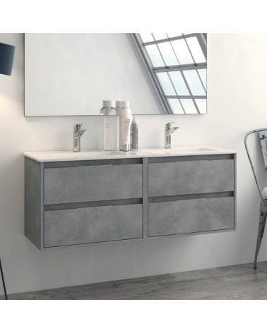 Mobile bagno sospeso Bolton con 4 cassetti 120x45x48 cm colore cemento
