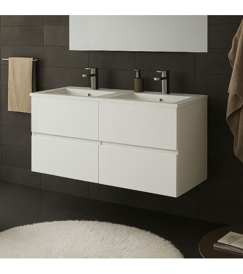 Mobile bagno sospeso Sevilla con 4 cassetti 120x44.6x52 cm colore bianco lucido