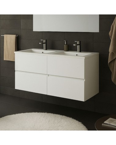 Mobile bagno sospeso Sevilla con 4 cassetti 120x44.6x52 cm colore bianco lucido