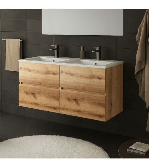 Mobile bagno sospeso Sevilla con 4 cassetti 120x44.6x52 cm colore rovere quercia