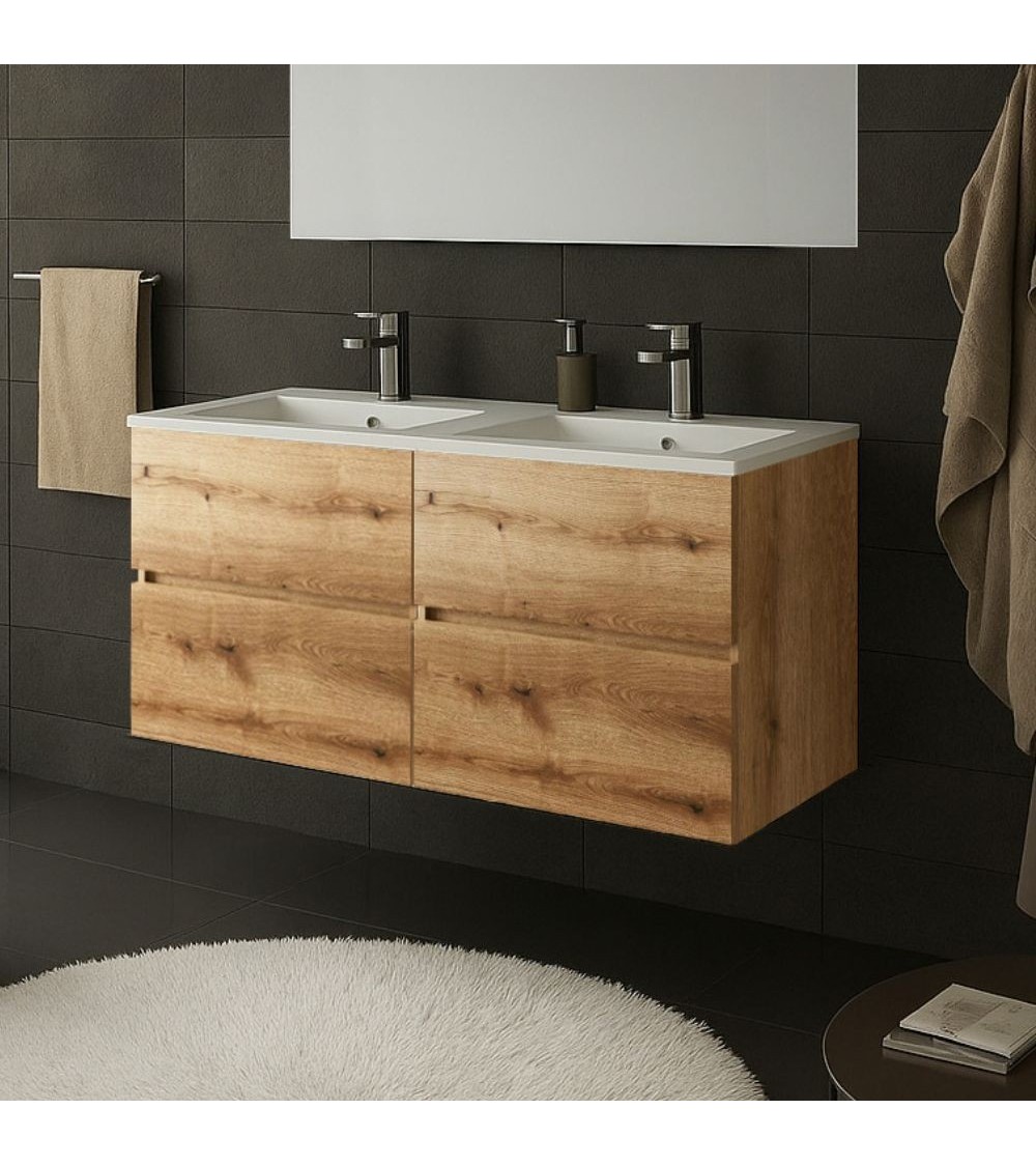 Mobile bagno sospeso Sevilla con 4 cassetti 120x44.6x52 cm colore rovere quercia