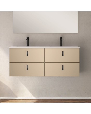 Mobile bagno sospeso Invicta con 4 cassetti colore cappuccino con maniglie nere 120x45x48 cm.