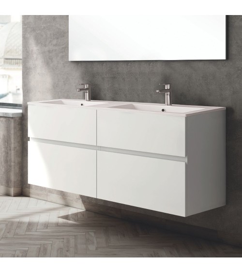 Mobile bagno sospeso Londres con 4 cassetti 140x45x59 cm colore bianco lucido