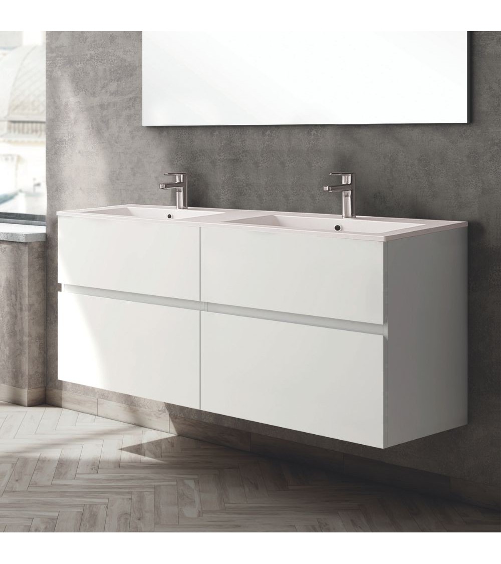 Mobile bagno sospeso Londres con 4 cassetti 140x45x59 cm colore bianco lucido