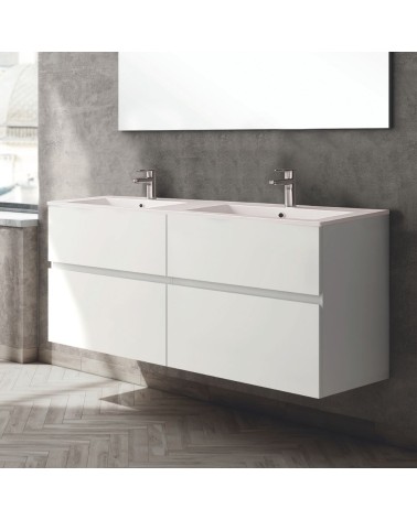 Mobile bagno sospeso Londres con 4 cassetti 140x45x59 cm colore bianco lucido