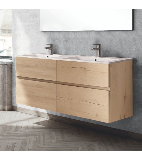 Mobile bagno sospeso Londres con 4 cassetti 140x45x59 cm colore rovere