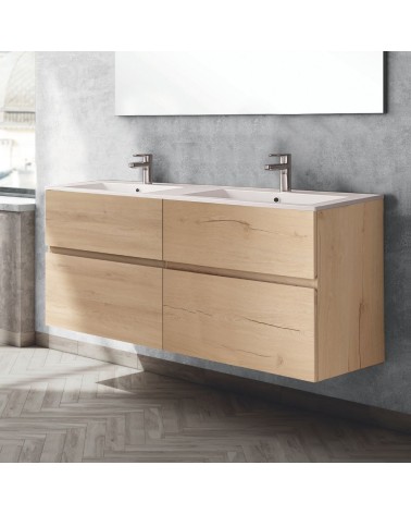 Mobile bagno sospeso Londres con 4 cassetti 140x45x59 cm colore rovere